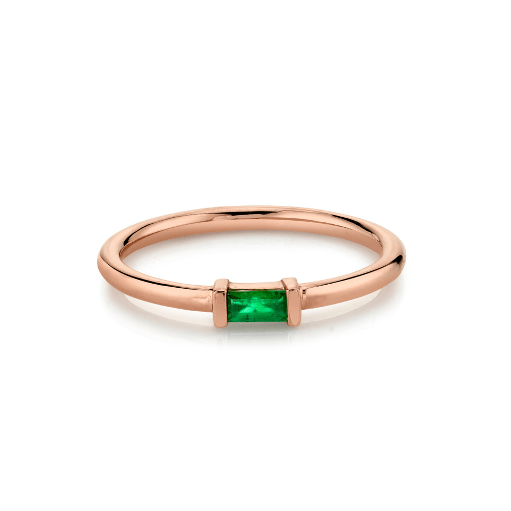 Marrow Fine Jewelry Emerald Straight Baguette Stacking Birthstone Ring