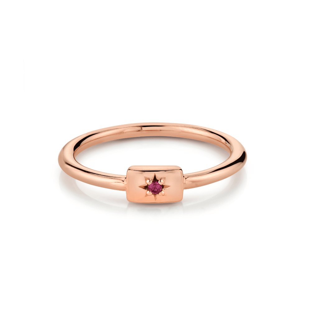 Marrow Fine Jewelry Red Garnet Plate Stacking Birthstone Ring