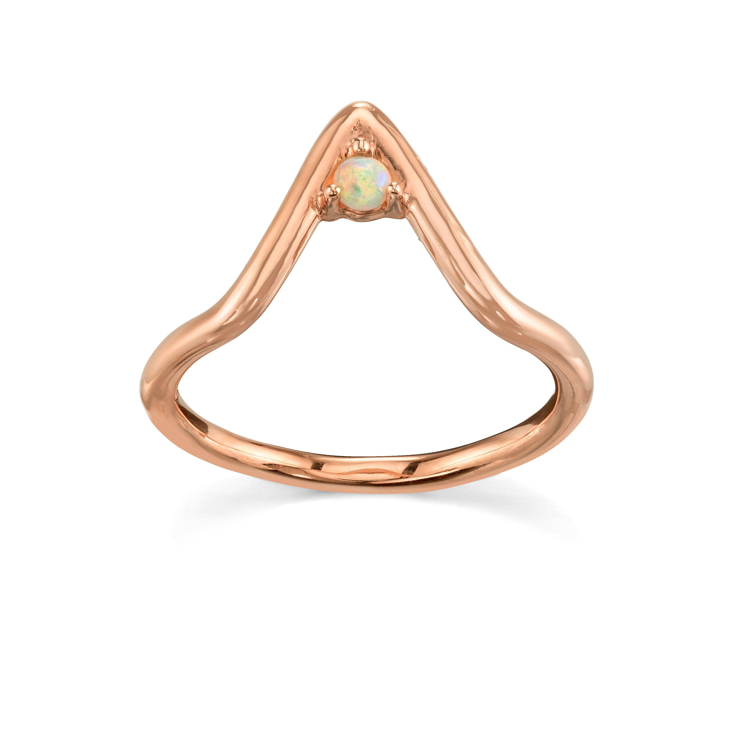 Marrow Fine Jewelry Traingle Stacking Ring With Opal Accent in Triangle Peak