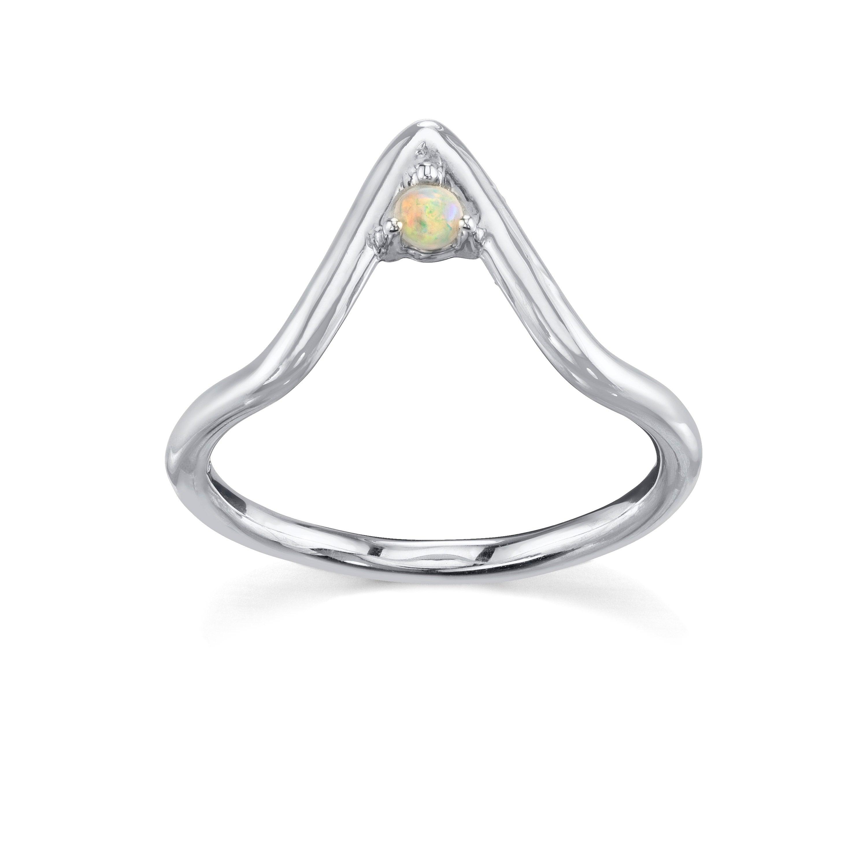 Marrow Fine Jewelry Traingle Stacking Ring With Opal Accent in Triangle Peak