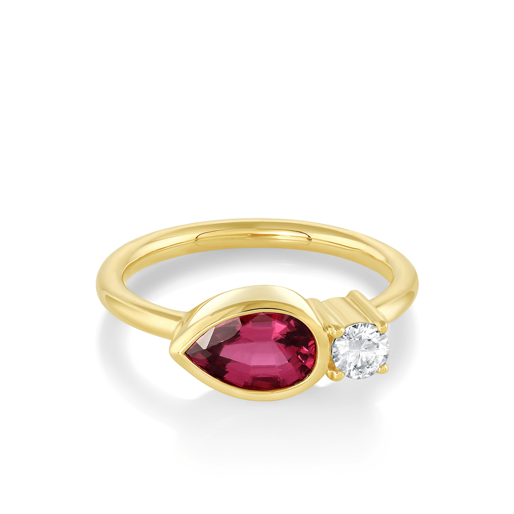 Marrow Fine Jewelry Bezel Set Spinel And Diamond Toi Et Moi Ring