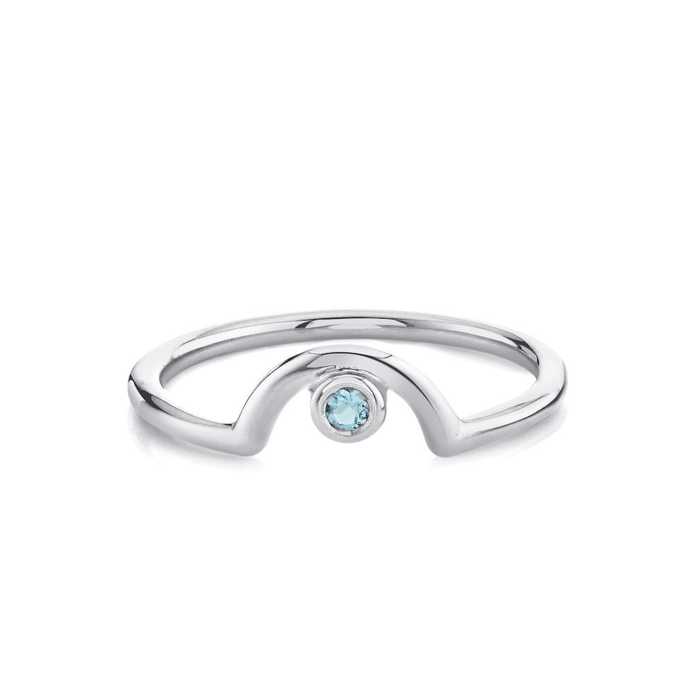 Marrow Fine Jewlery Aquamarine Blue March Birthstone Arch Band