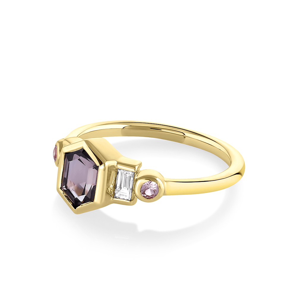 Marrow Fine Jewelry Tourmaline Hexagon Linear Ring