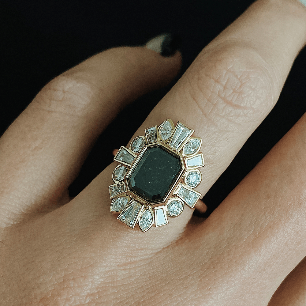 3ct Black Diamond Ballerina Ring