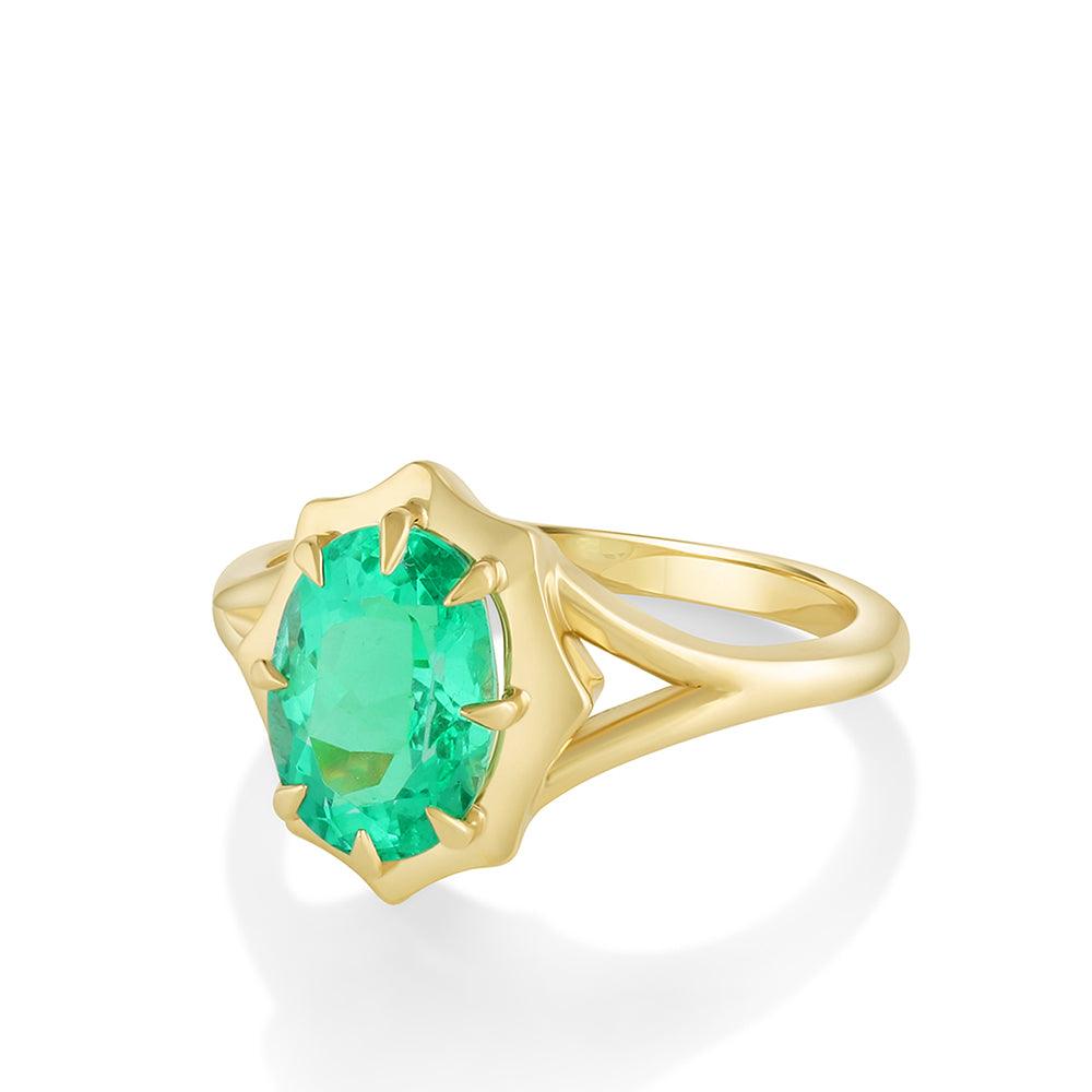 Marrow Fine Jewelry Emerald French Mirror Ring