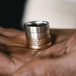 Marrow Fine Jewelry Men's Gold Wedding Band With Inlay Contrast Detail