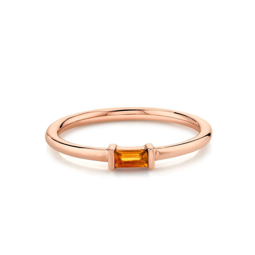 Marrow Fine Jewelry Orange Citrine November Birthstone Baguette Ring