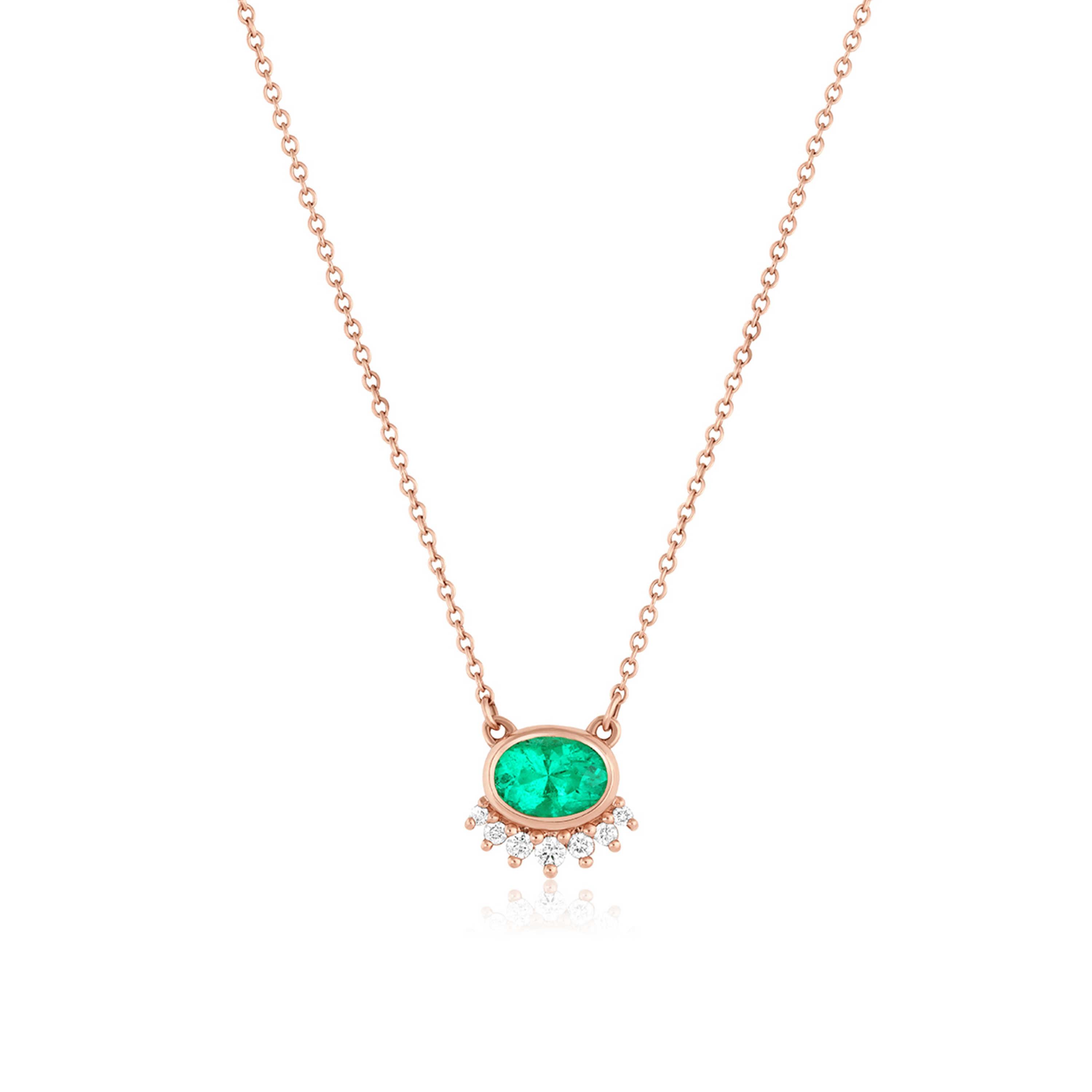 Marrow Fine Jewelry Emerald Oval White Diamonds Spray Sunrise Choker
