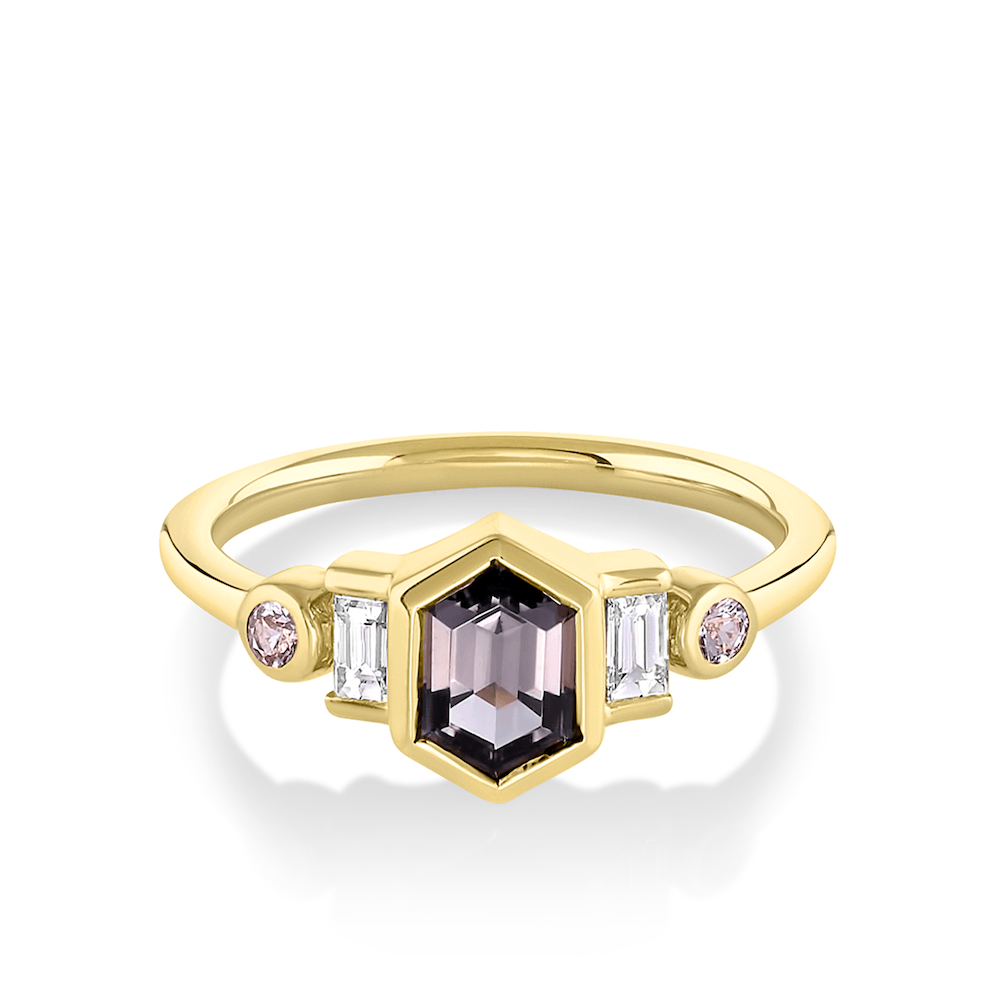 Marrow Fine Jewelry Tourmaline Hexagon Linear Ring