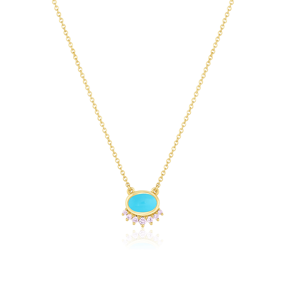 Marrow Fine Jewelry Turquoise And Pink Sapphire Sunrise Choker