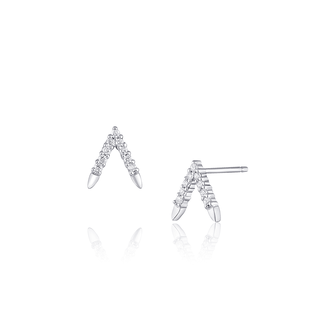 Marrow Fine Jewelry White Diamond Triangle Huggie Earrings Accessory