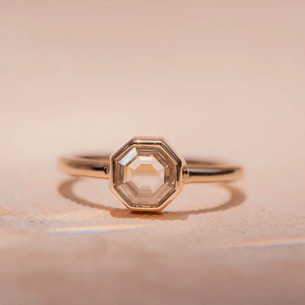 1.15ct White Diamond Octagon Bezel Ring - Marrow Fine