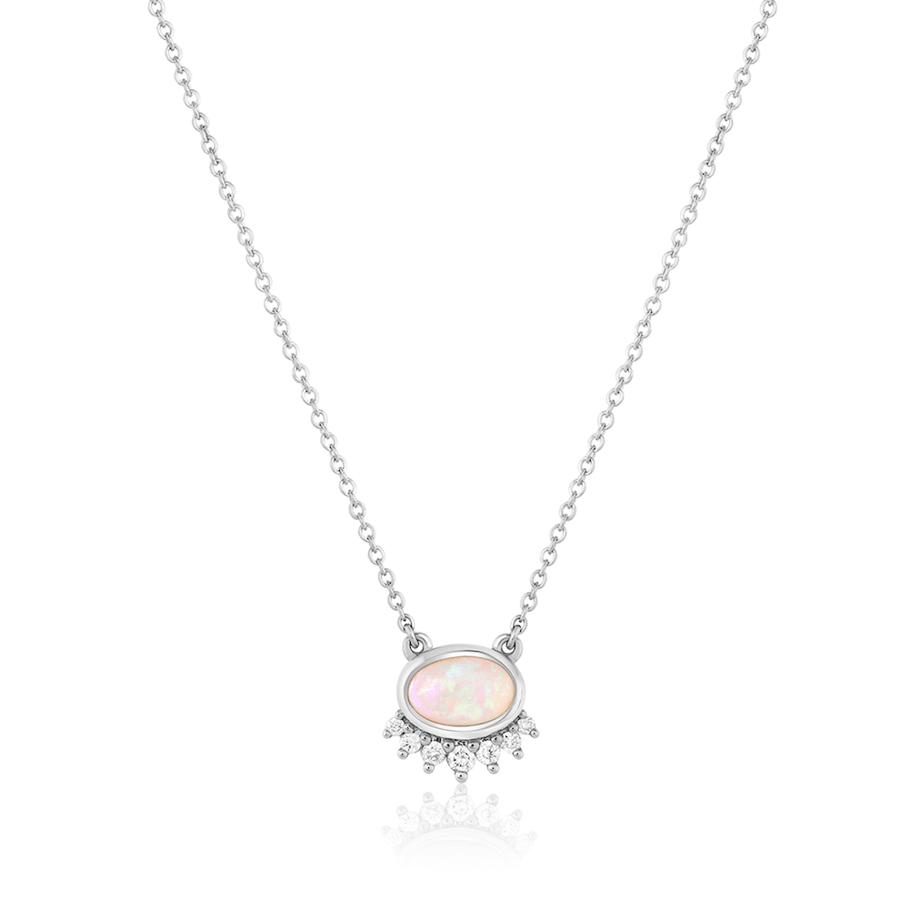 Marrow Fine Jewelry White Diamond and Opal Sunrise Chocker