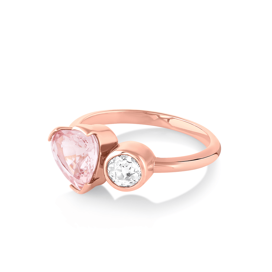 Marrow Fine Jewelry Sapphire Heart And Old Mine Cut Toi et Moi [Rose Gold]