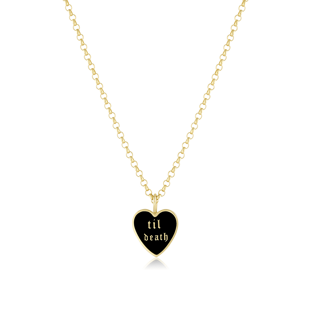 Marrow Fine Jewelry Til Death Black Enamel Pendant Necklace