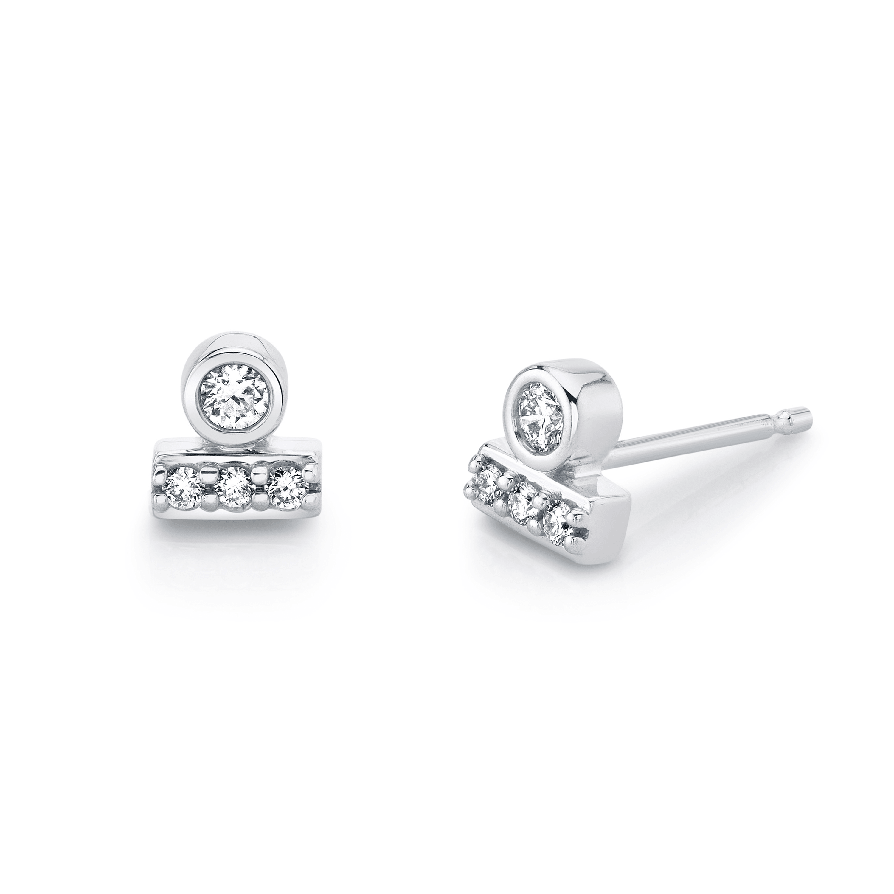 Marrow Fine Jewelry White Diamond Round Bezel Stud Earrings