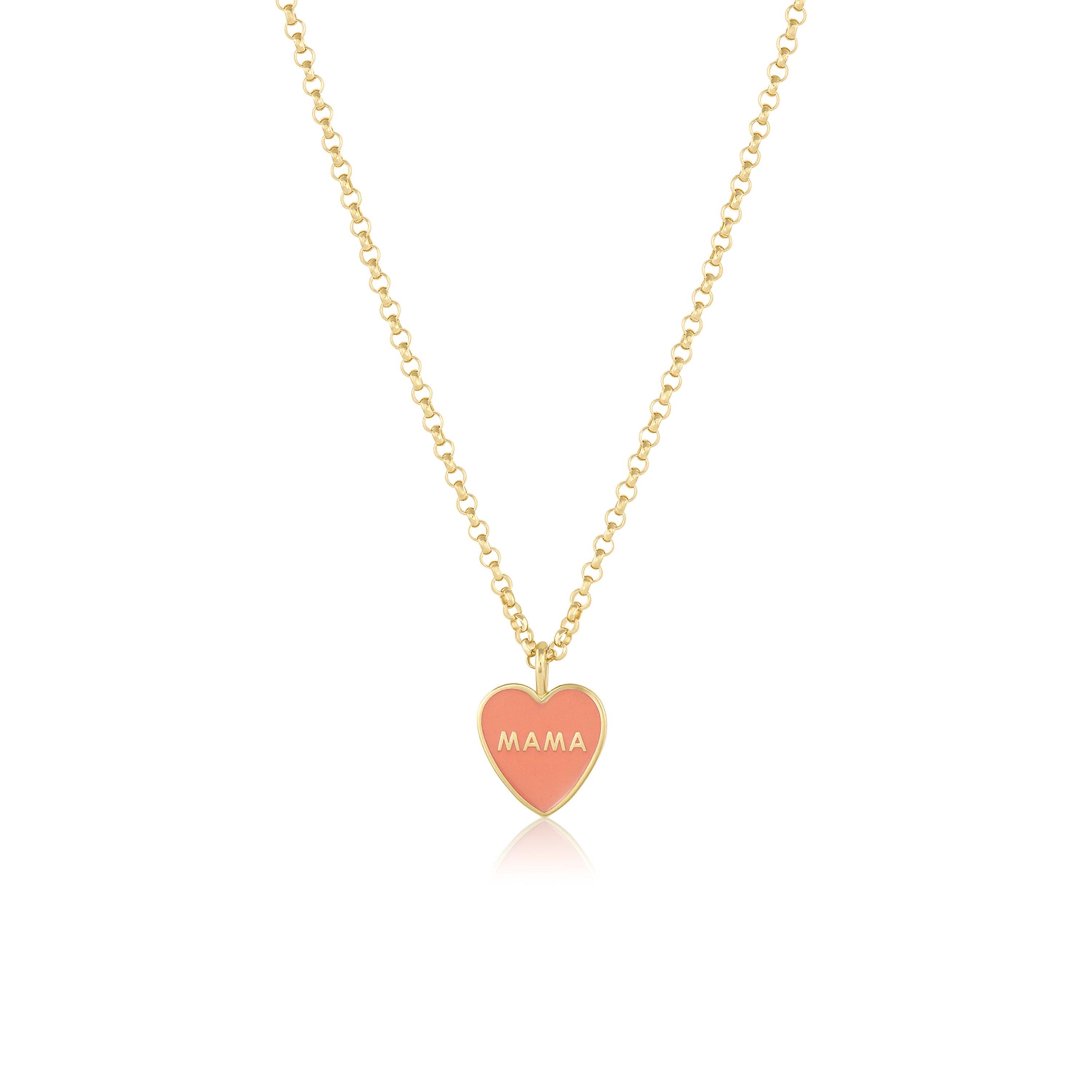 Colored Enamel Heart Chain Necklace in Gold