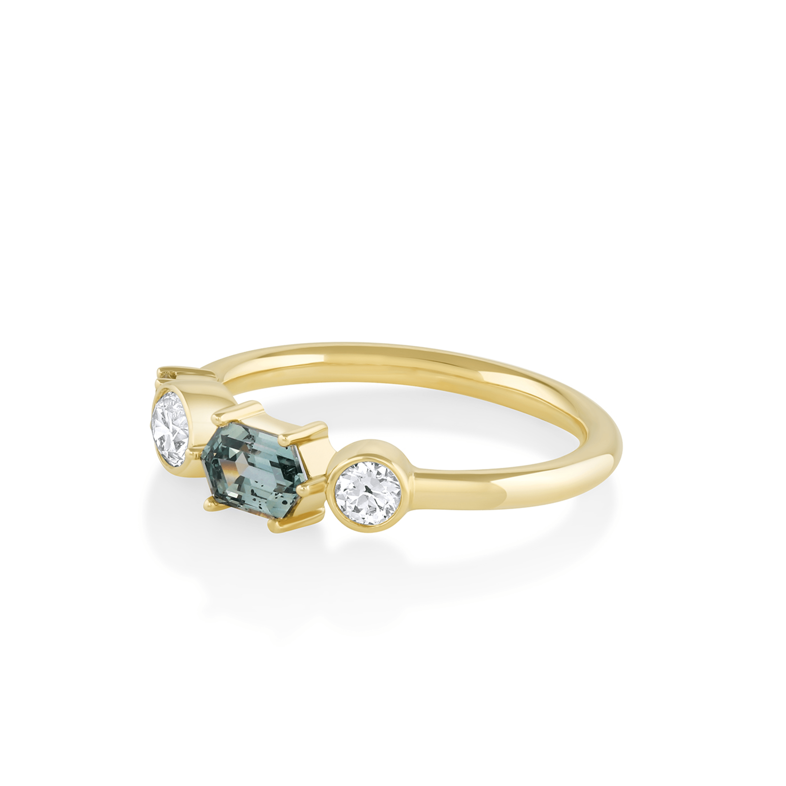 Marrow Fine Jewelry Montana Sapphire Hexagon Linear Ring