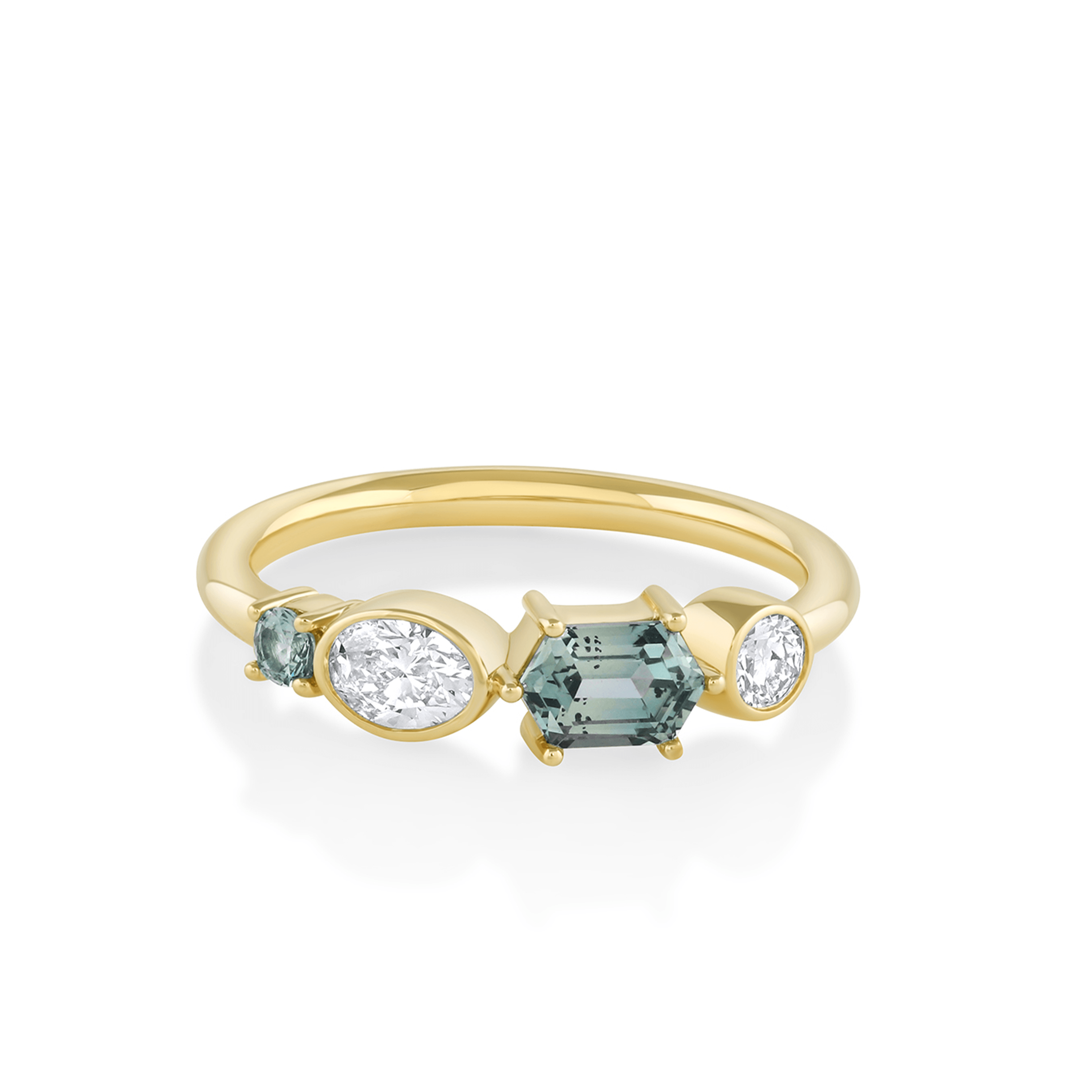 Marrow Fine Jewelry Montana Sapphire Hexagon Linear Ring