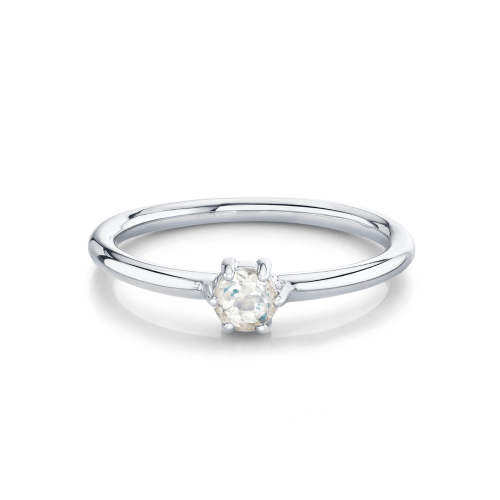 Marrow Fine Jewelry Moonstone Solitaire Stacking June Birthstone Ring