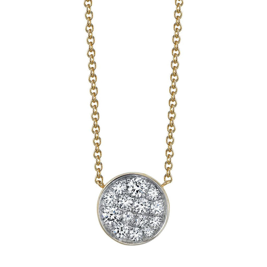 Marrow Fine Jewelry White Diamond Full Moon Phase Circle Pendant With Solid Gold Chain [Yellow Gold]