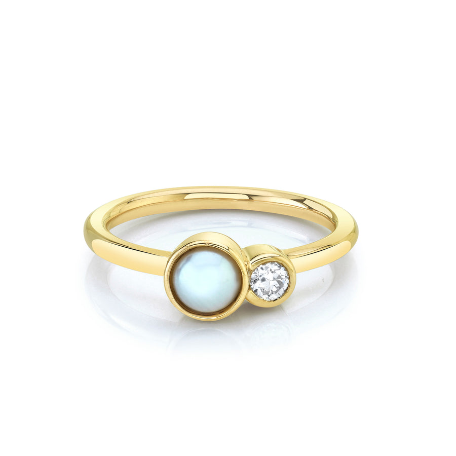 Marrow Fine Jewelry Pearl And Antique Diamond Toi et Moi [Yellow Gold]