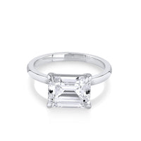 Marrow Fine Jewelry East/west Set White Diamond Emerald Cut Engagement Ring With Bead Prongs [White Gold]