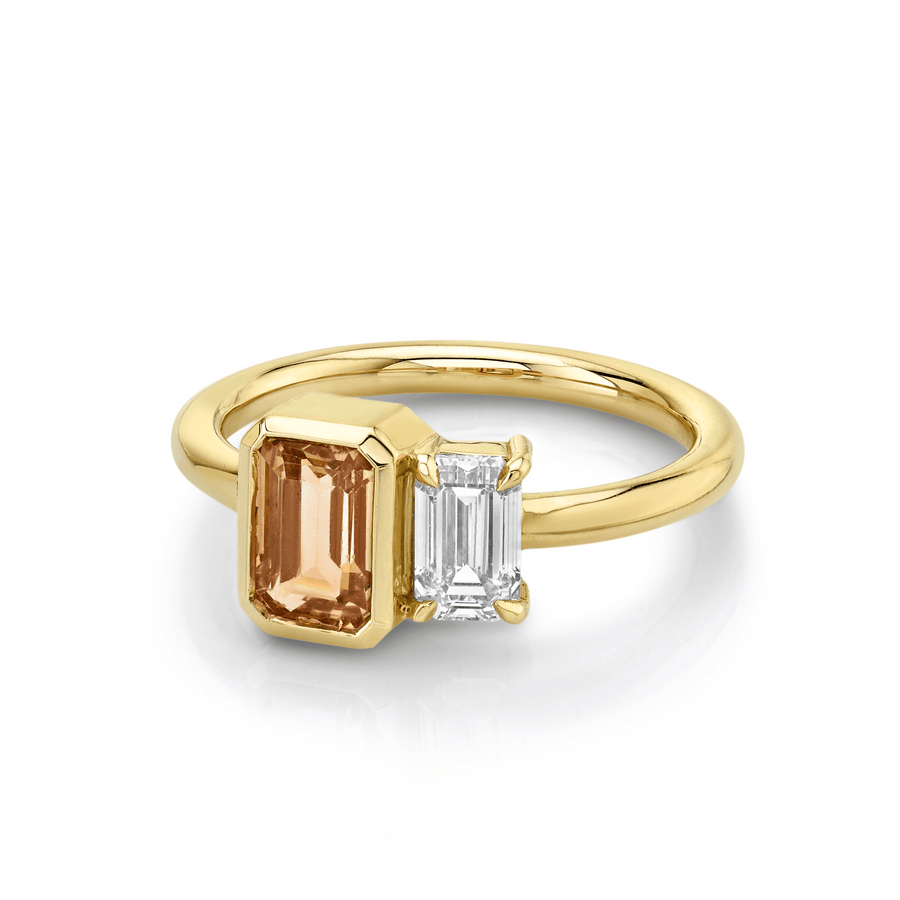 Marrow Fine Jewelry Peachy Sapphire And White Diamond Ring [Yellow Gold]