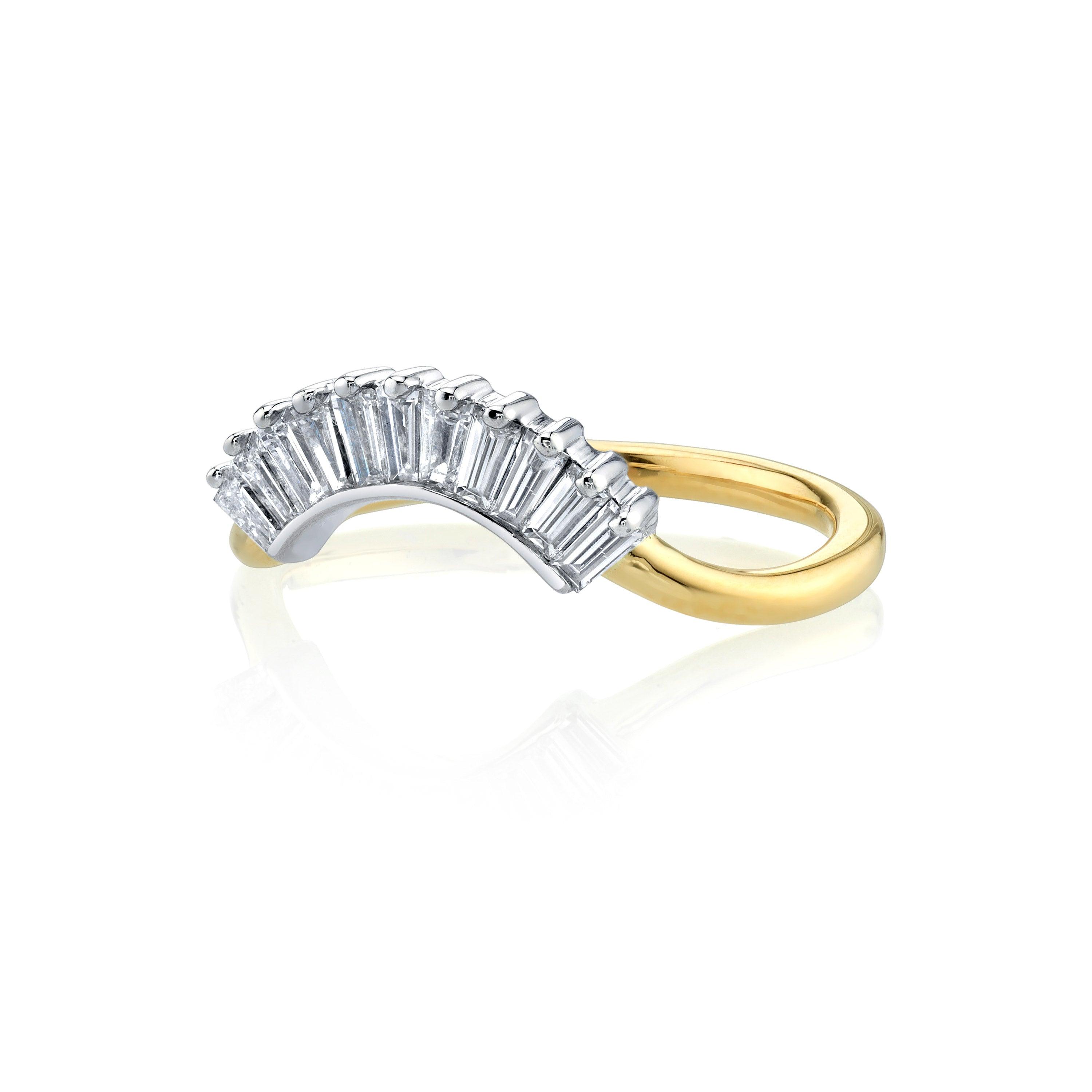 Marrow Fine Jewelry White Diamond Ballerina Round And Pear Engagement Ring Stacking and Wedding Band Jacket