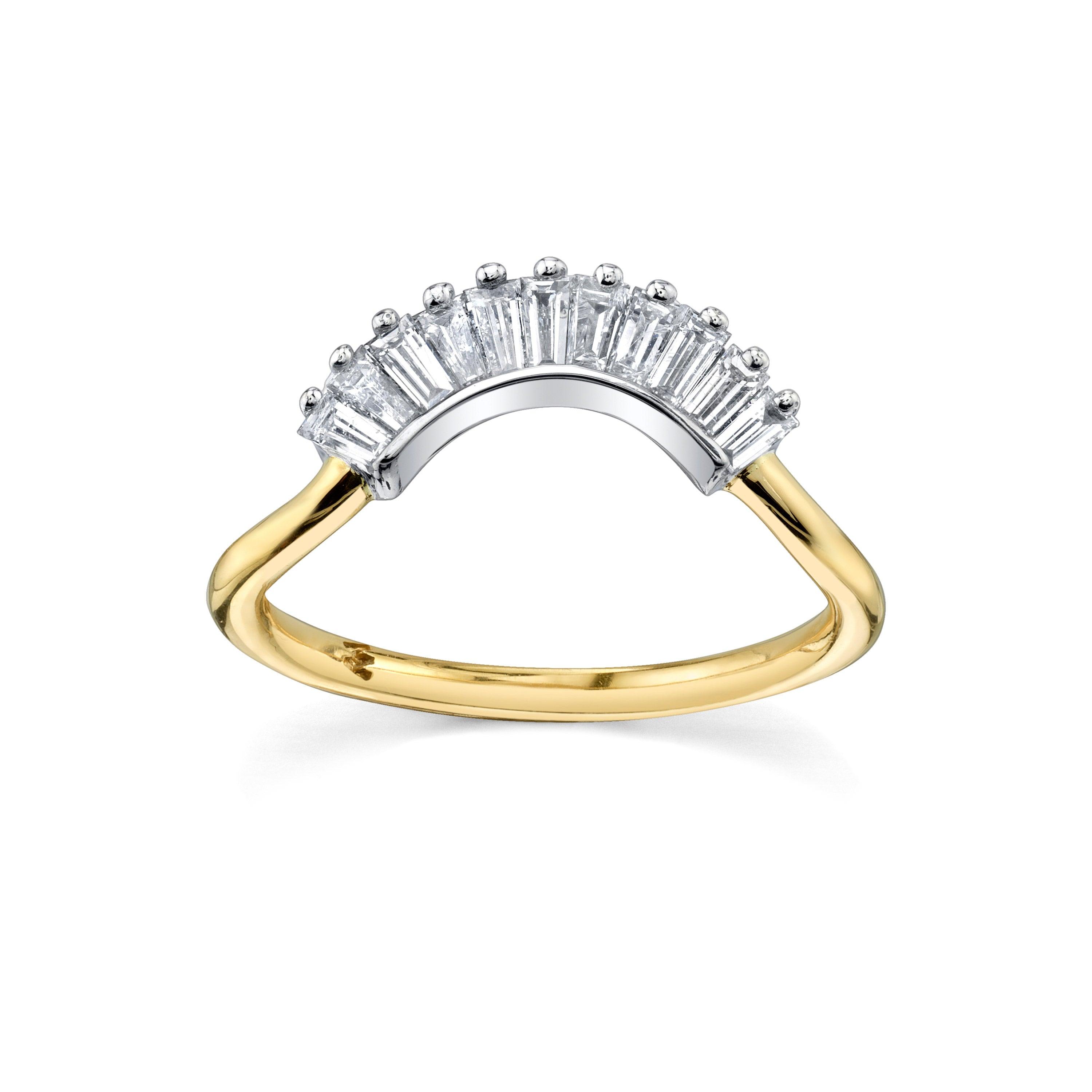 Marrow Fine Jewelry White Diamond Ballerina Round And Pear Engagement Ring Stacking and Wedding Band Jacket