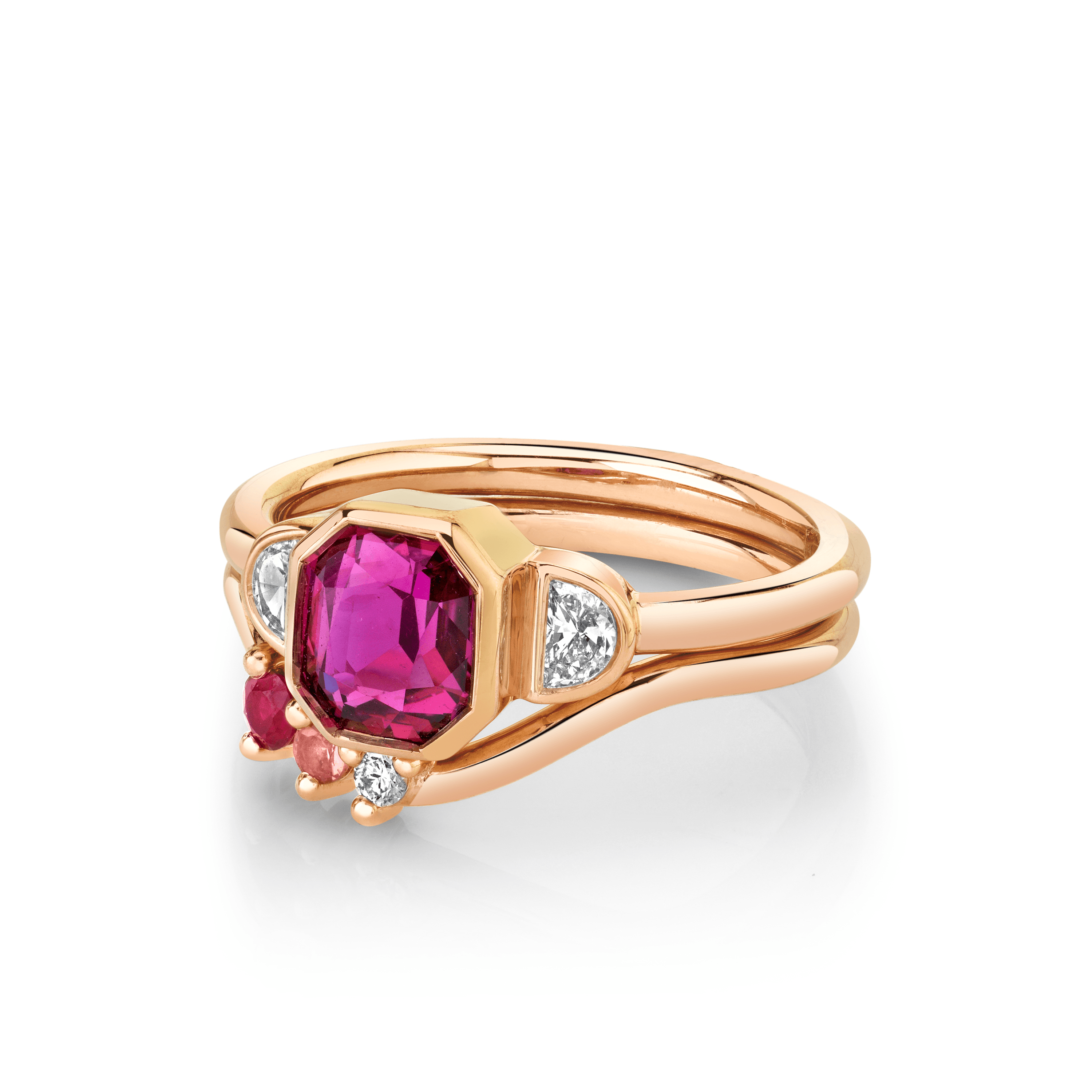 Marrow Fine Jewelry Ruby Diamond Stacking Set Ring