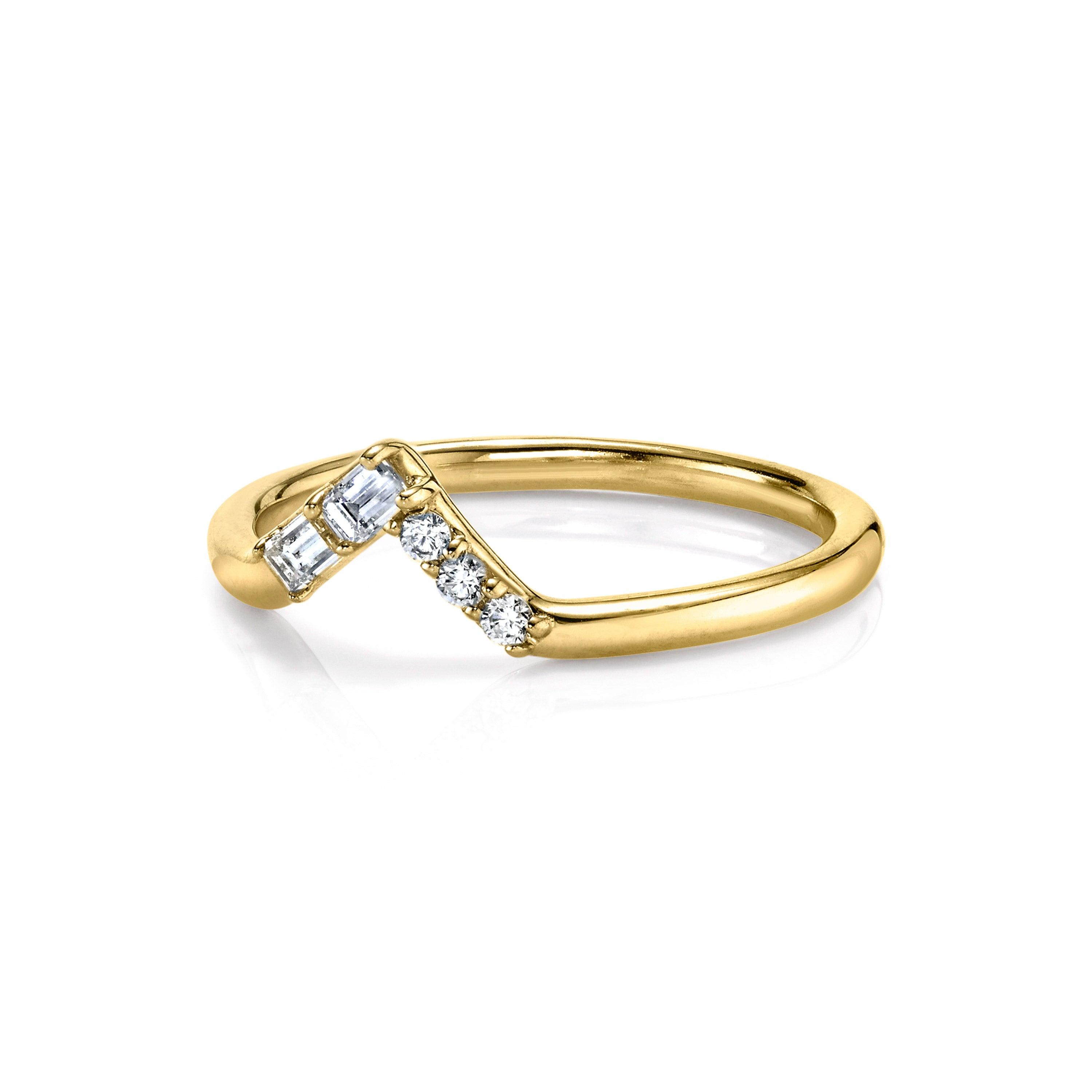 Marrow Fine Jewelry White Diamond Triangle Baguette And Round Stacking Wedding Band