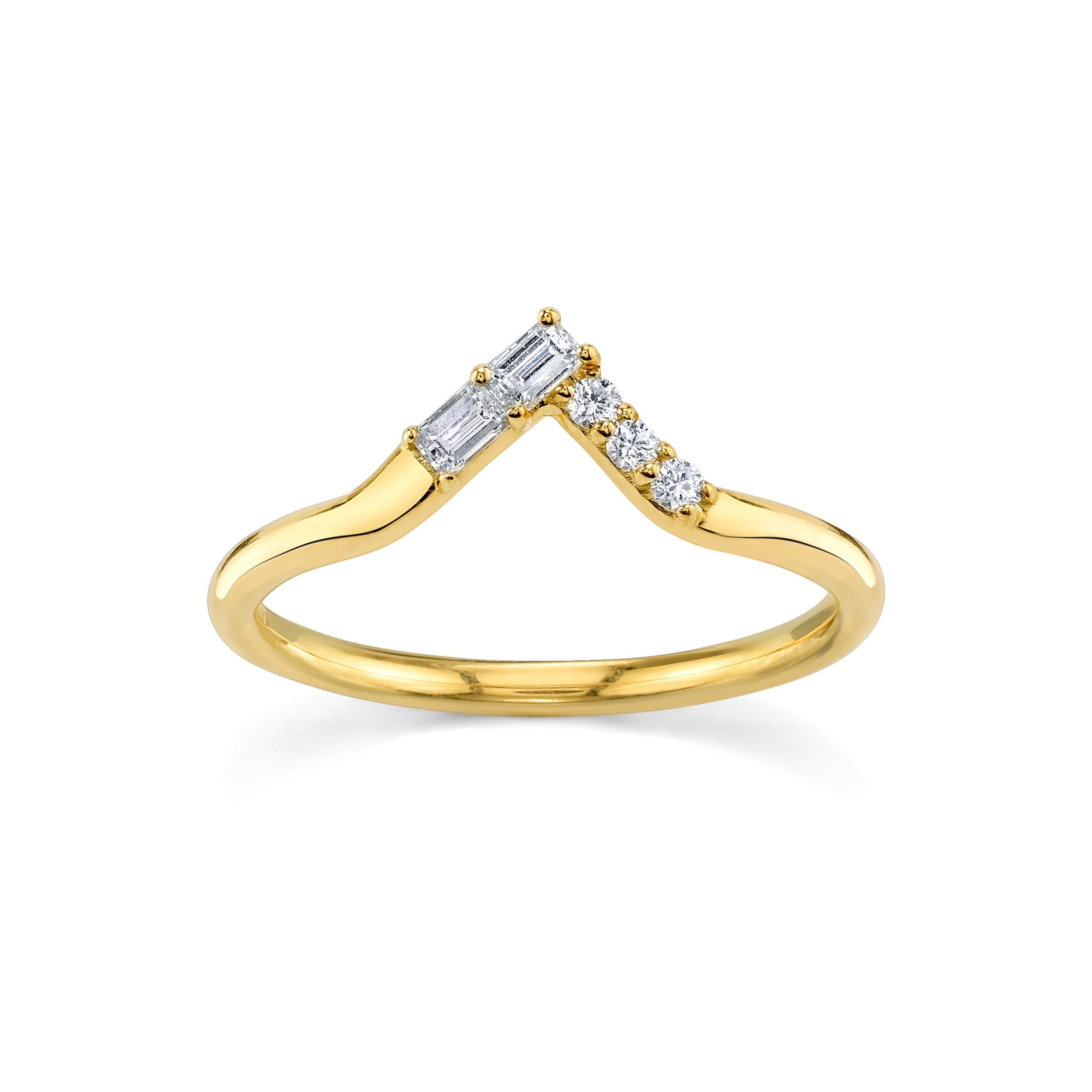 Marrow Fine Jewelry White Diamond Triangle Baguette And Round Stacking Wedding Band