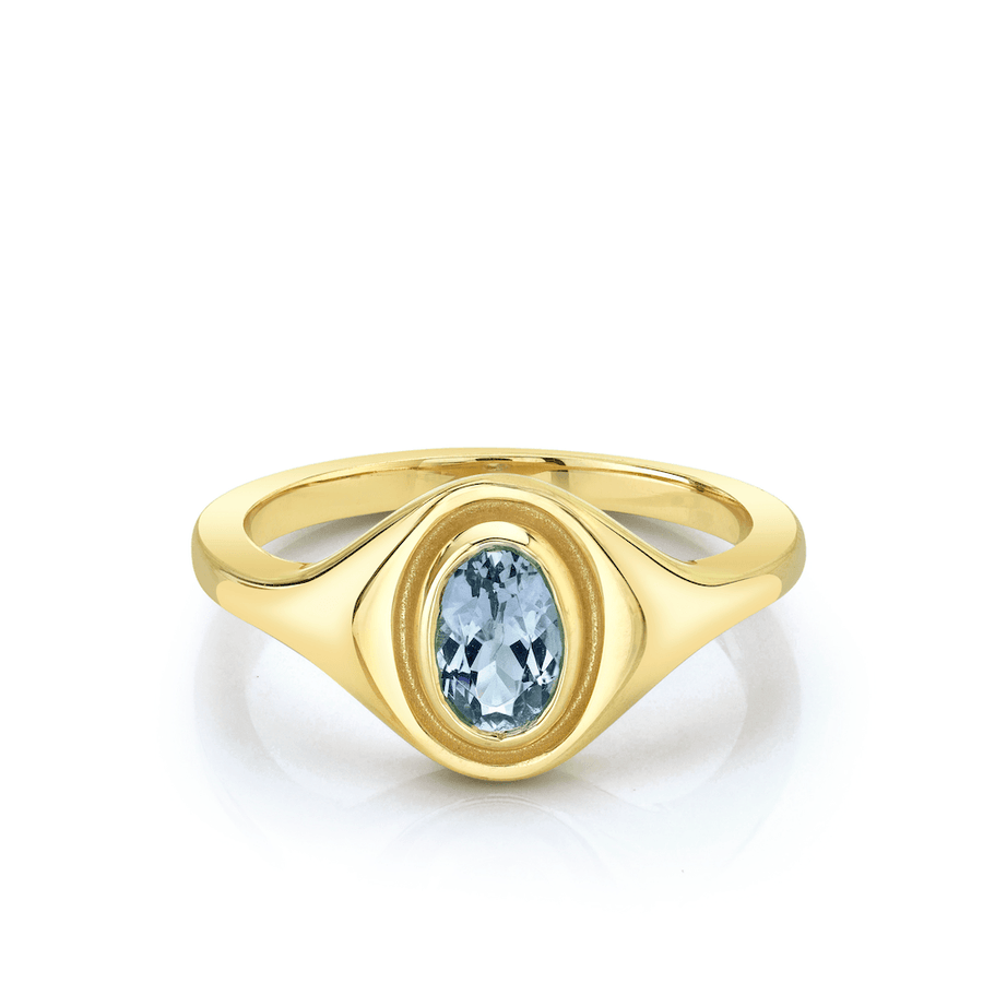 Marrow Fine Jewelry Something Blue Aquamarine Oval Signet Ring [Rose Gold]
