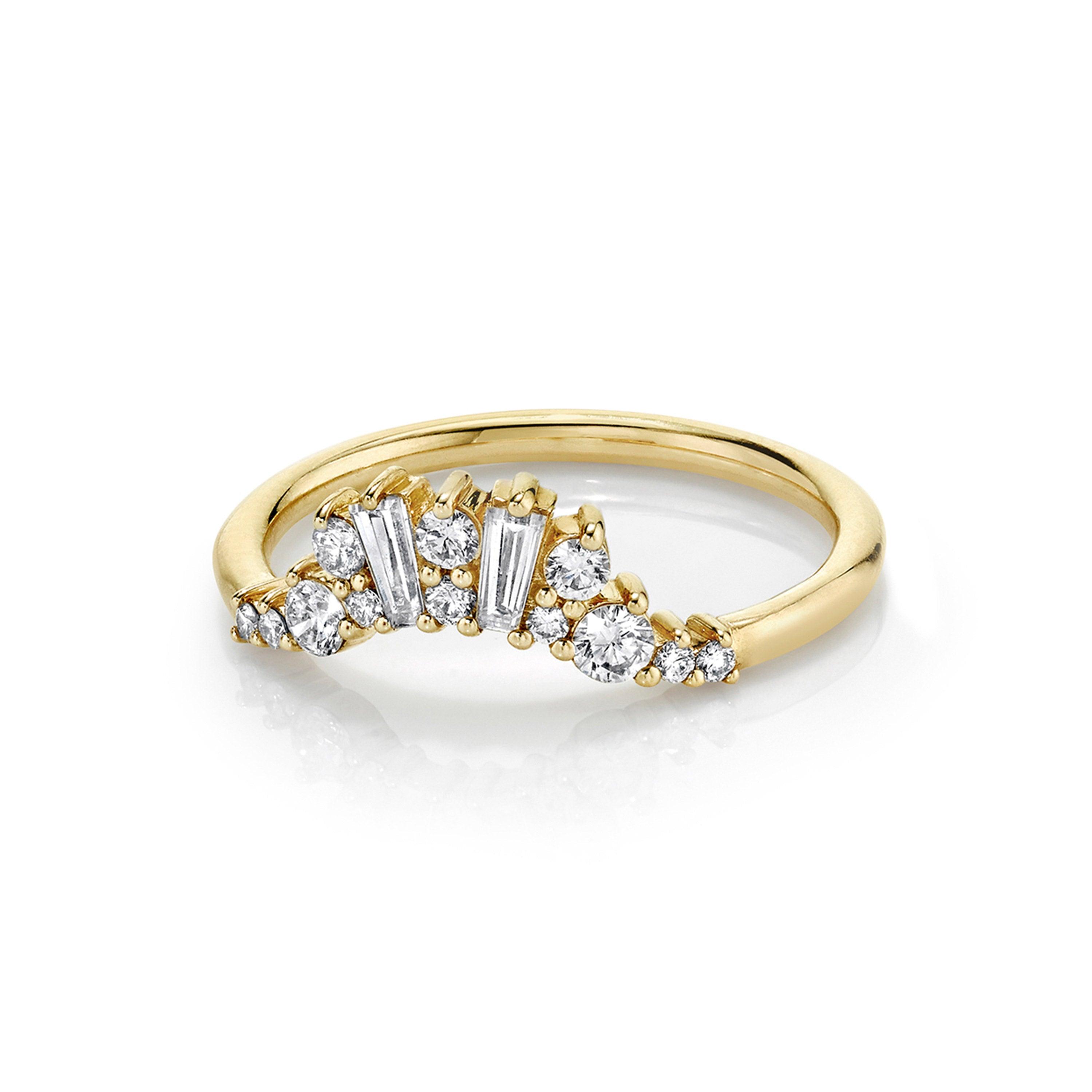 Marrow Fine Jewelry White Diamond Tapered Baguette And Round Brilliant Stacking Wedding Band