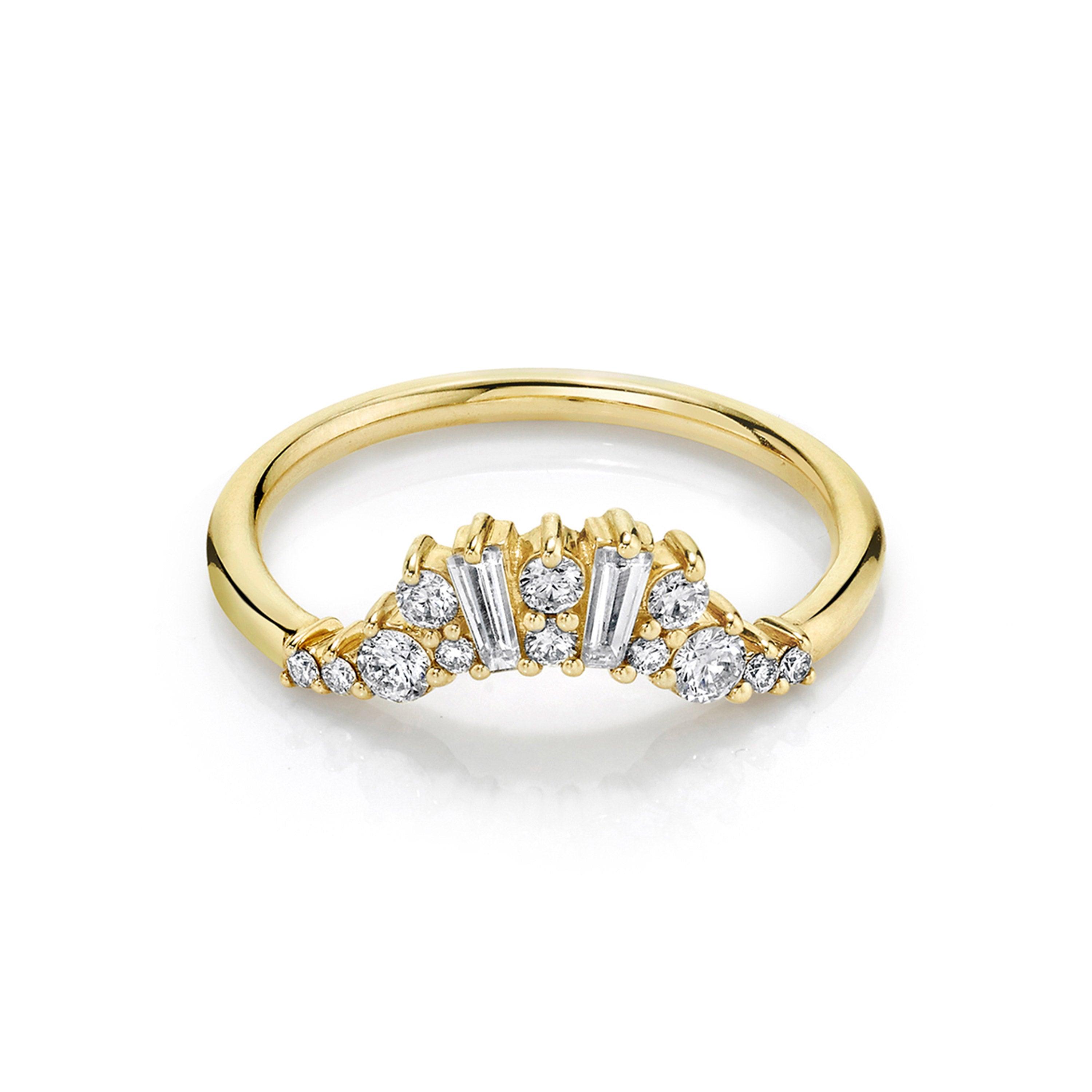 Marrow Fine Jewelry White Diamond Tapered Baguette And Round Brilliant Stacking Wedding Band