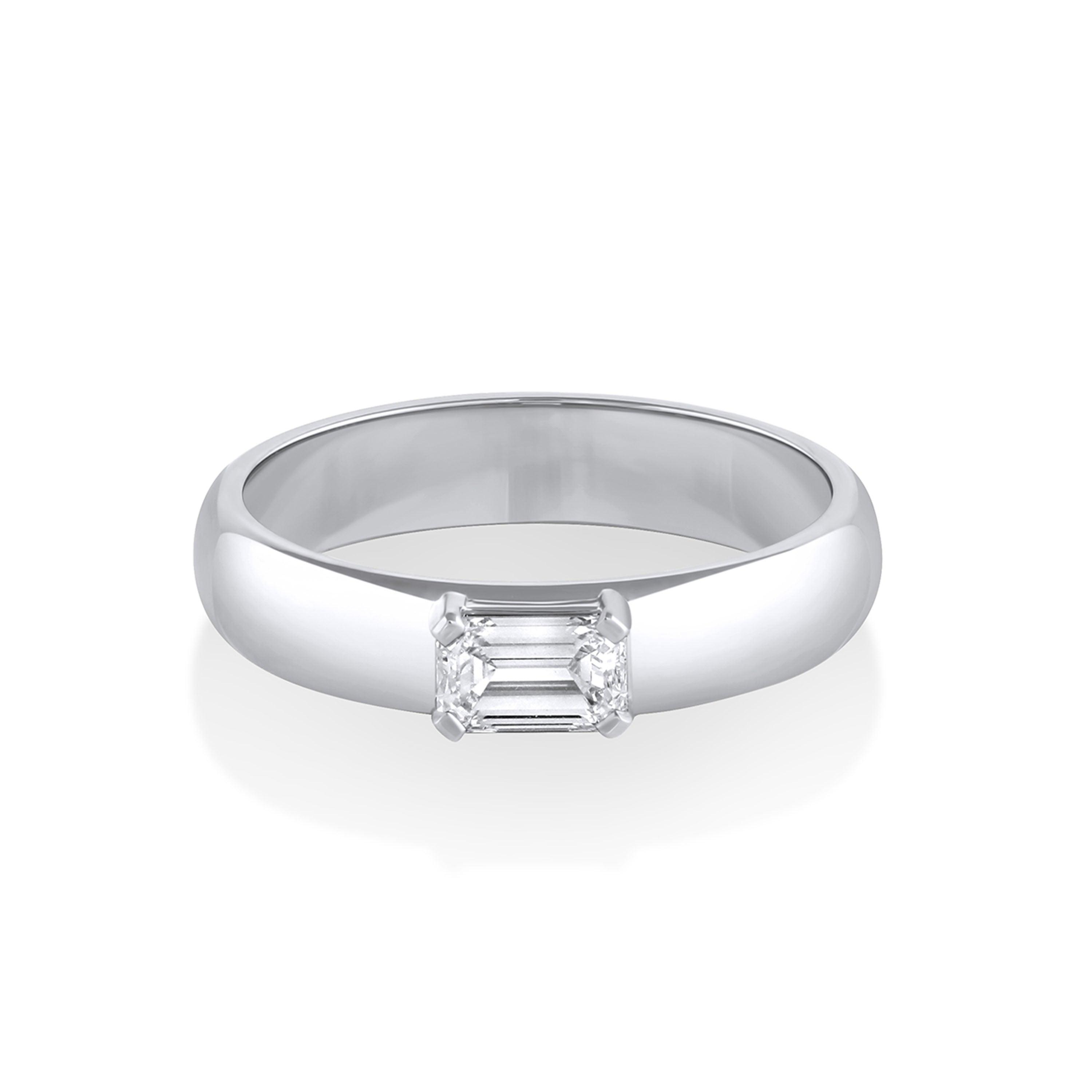 Marrow Fine Jewelry Minuette Collection Elodie Emerald Cut White Diamond Engagement Ring
