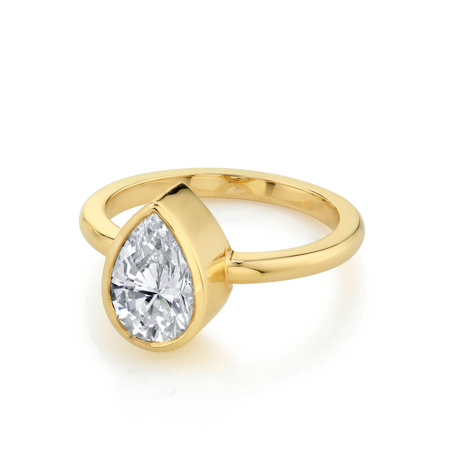 Marrow Fine Jewelry Karina White Diamond Pear Bezel Engagement Ring [Yellow Gold]