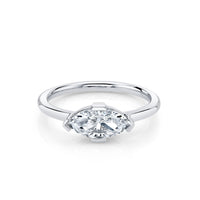 Marrow Fine Jewelry East/west Set White Diamond Marquise Engagement Ring With Tab Prongs [White Gold]