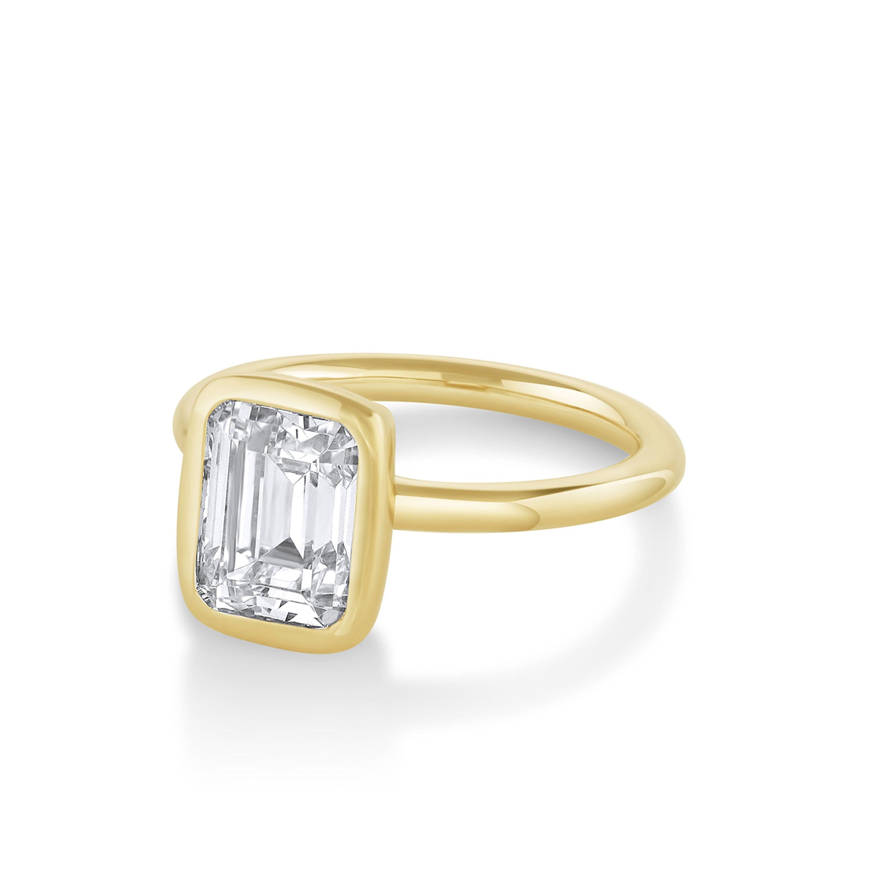 Marrow Fine Jewelry Roxy Bezeled Emerald Cut Engagement Ring