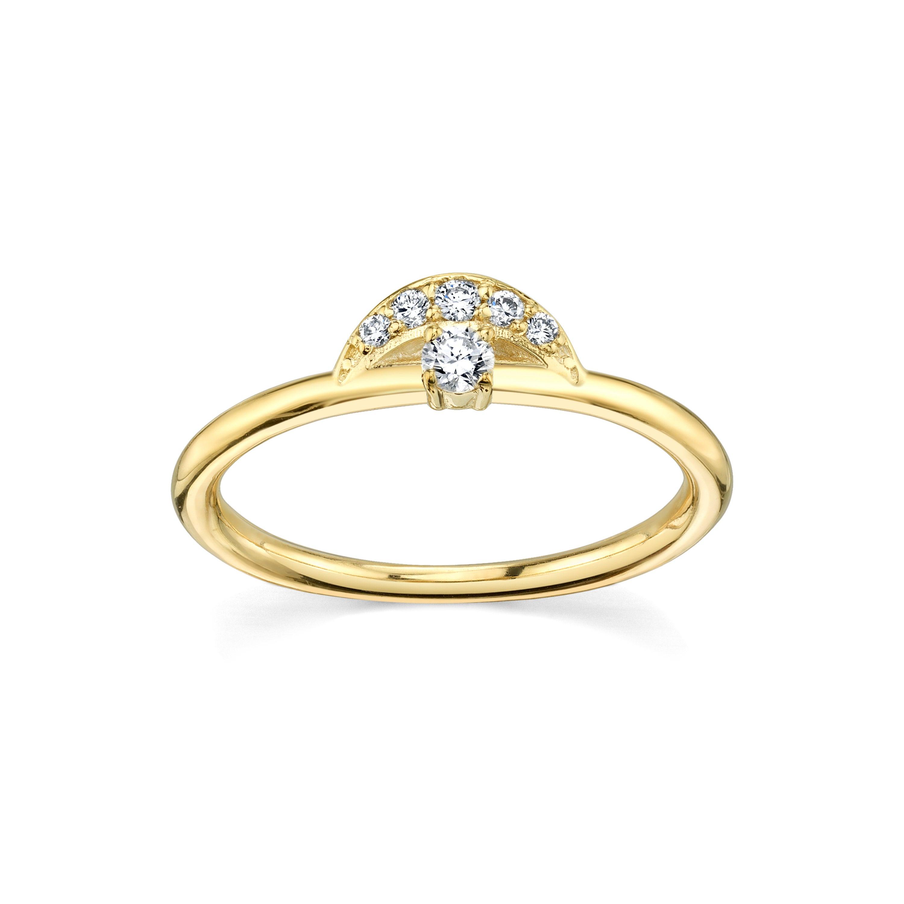 Marrow Fine Jewelry White Diamond Solid Gold Bohemian Arch Band