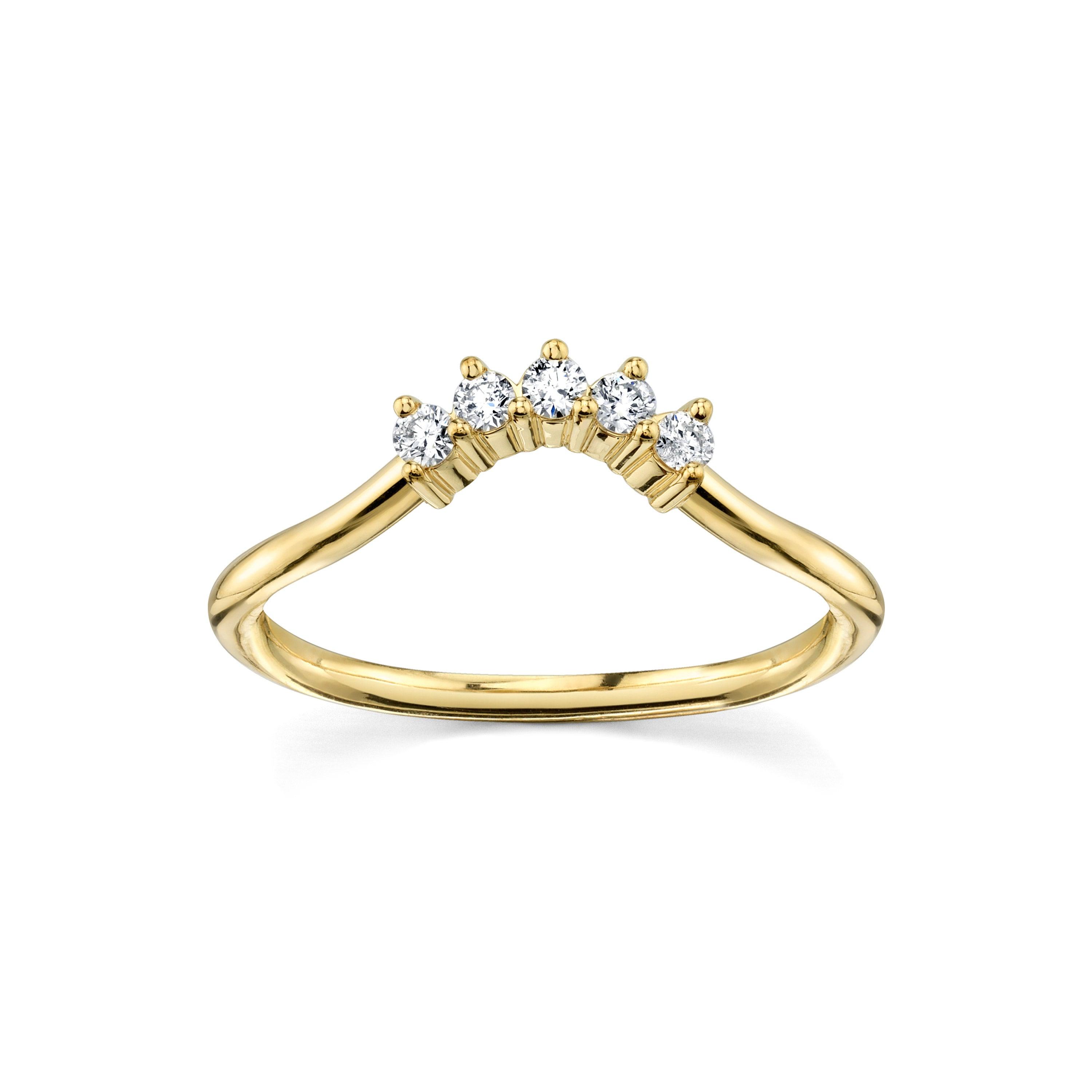 Marrow Fine Jewelry White Diamond Five Stone Dainty Solid Gold Stacking Wedding Band
