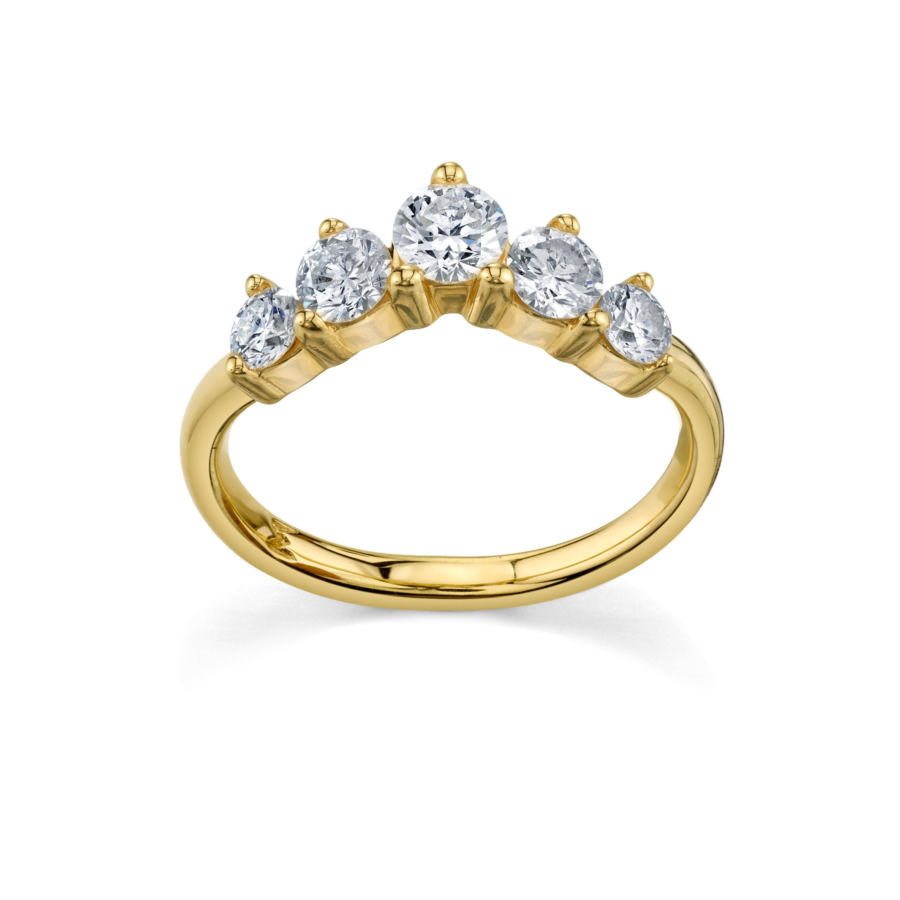 Marrow Fine Jewelry White Diamond Five Stone Solid Gold Headdress Stacking Jacket