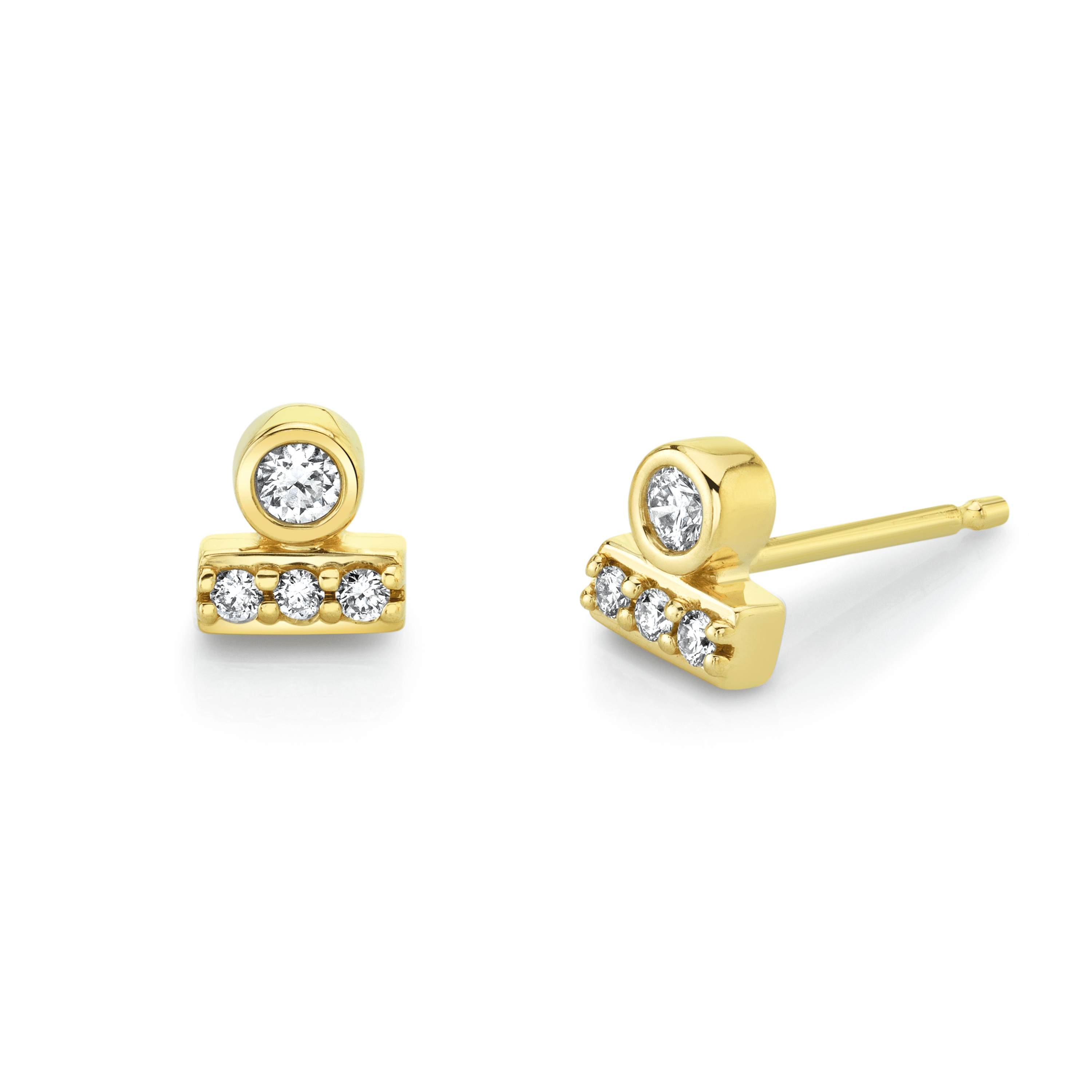 Marrow Fine Jewelry White Diamond Round Bezel Stud Earrings