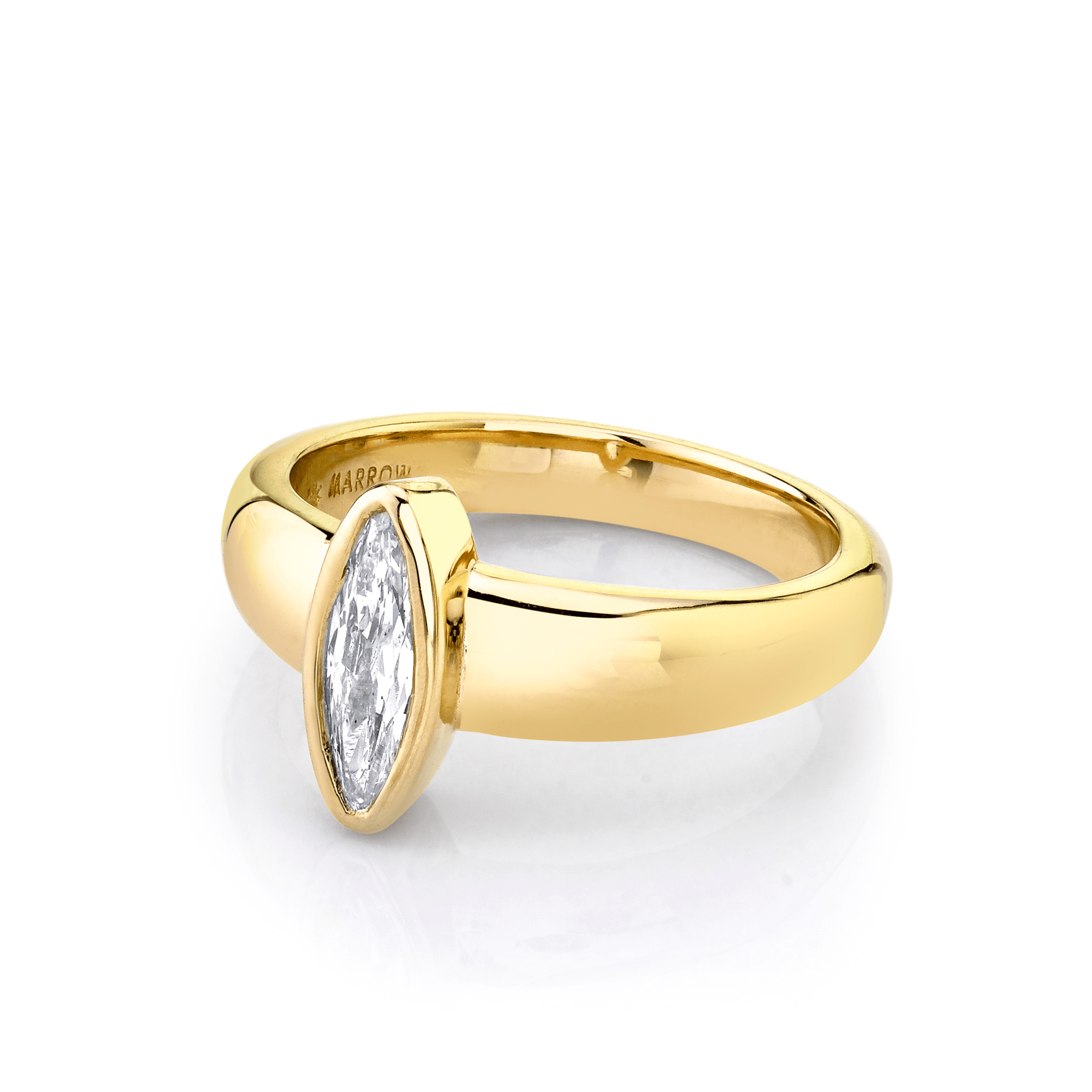Marrow Fine Jewelry Elongated Bezel Set White Diamond Moval Ring