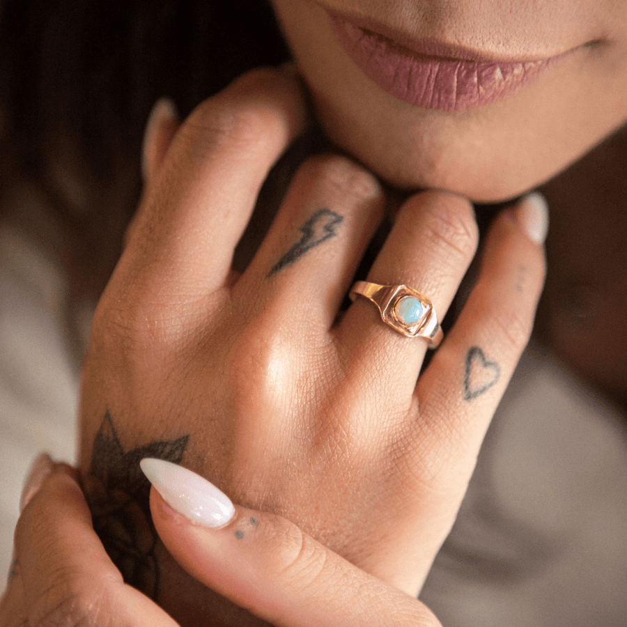 Marrow Fine Jewelry Opal Boyfriend Signet Solid Gold Ring [Yellow Gold]