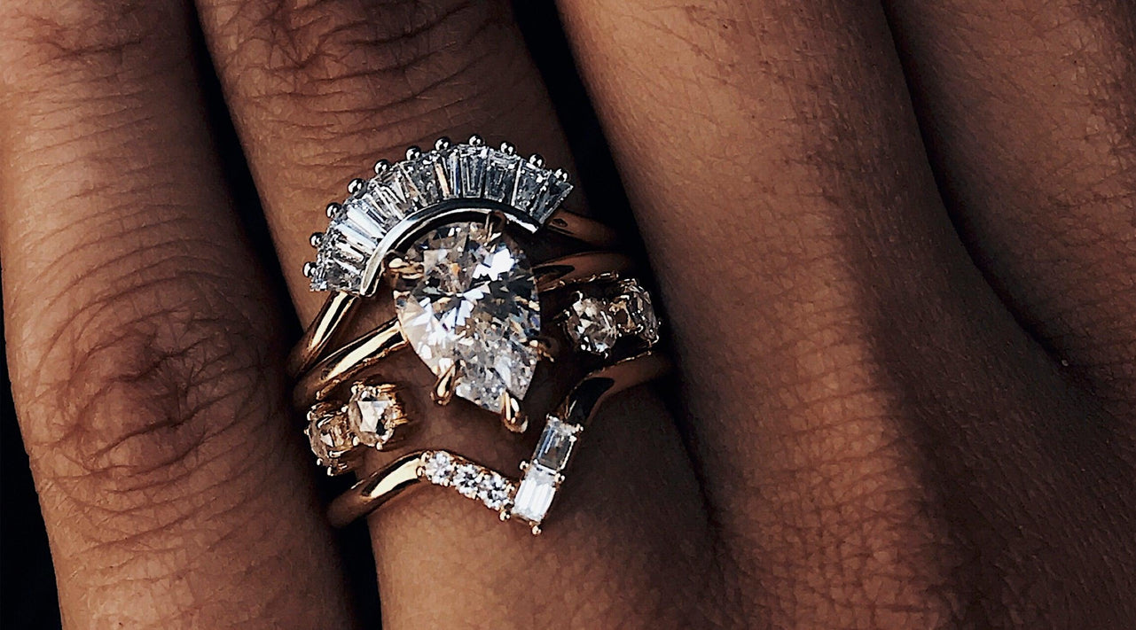 How to Stack: Pear Engagement Rings