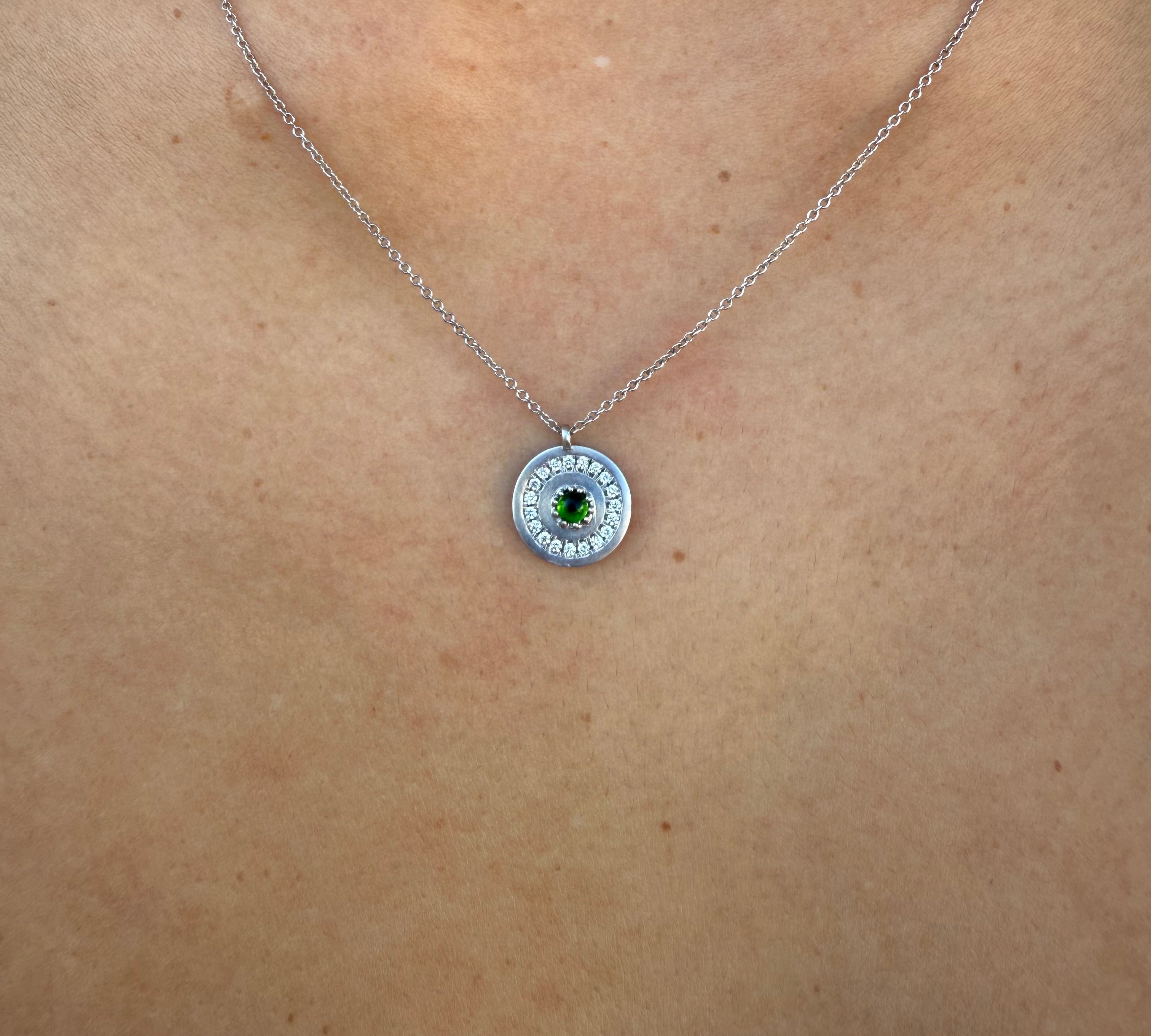 .15ct Diopside & White Diamond La Femme Amulet [on neck]