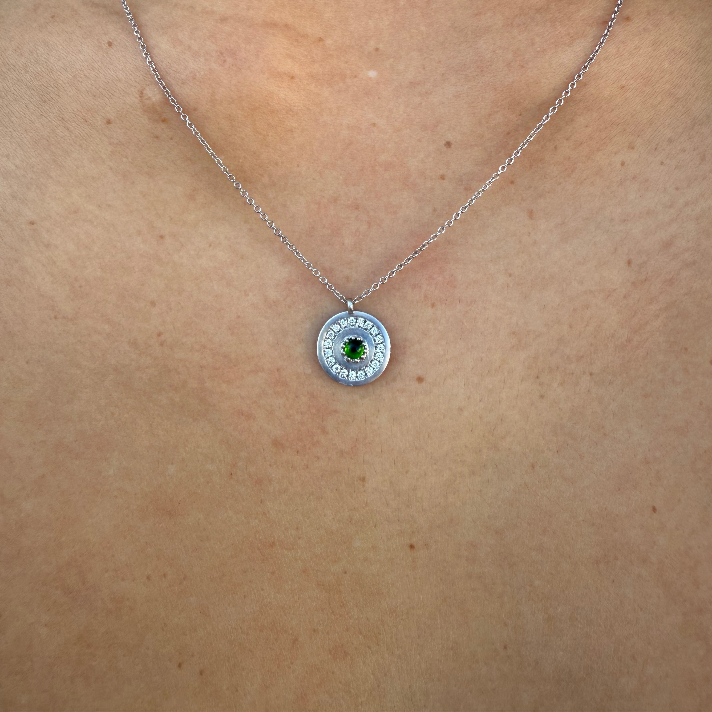 .15ct Diopside & White Diamond La Femme Amulet [on neck]
