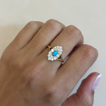.21ct Turquoise & White Diamond Navette Ring [on hand]